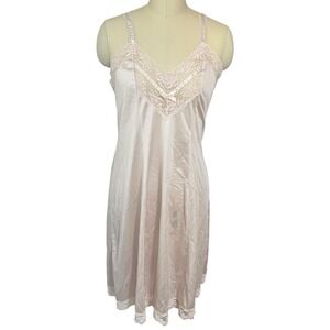 Vintage Formfit Slip Dress Pink Lace Coquette Boudoir Chic Lingerie Sz 38 16-18